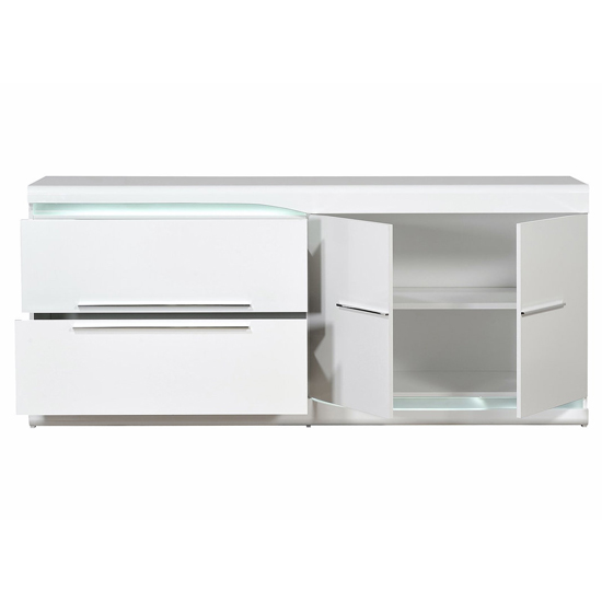 Merida LED Sideboard In White High Gloss With 2 Doors 2 Drawers_4