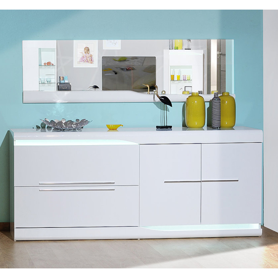 Merida LED Sideboard In White High Gloss With 2 Doors 2 Drawers_5