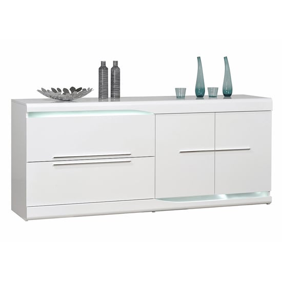 Merida LED Sideboard In White High Gloss With 2 Doors 2 Drawers_1