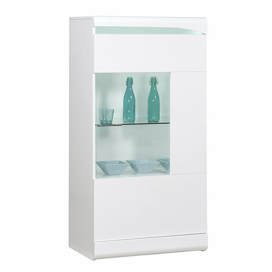 Merida LED Wide Display Cabinet In White High Gloss