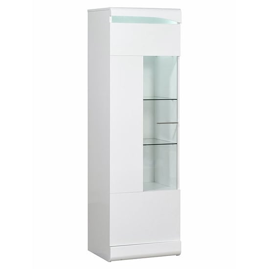 Merida Wooden Display Cabinet In White High Gloss With 1 Door_2