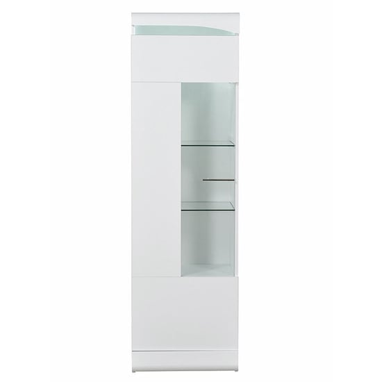 Merida Wooden Display Cabinet In White High Gloss With 1 Door_3