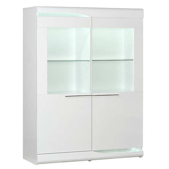 Merida Wooden Display Cabinet In White High Gloss With 2 Doors_2