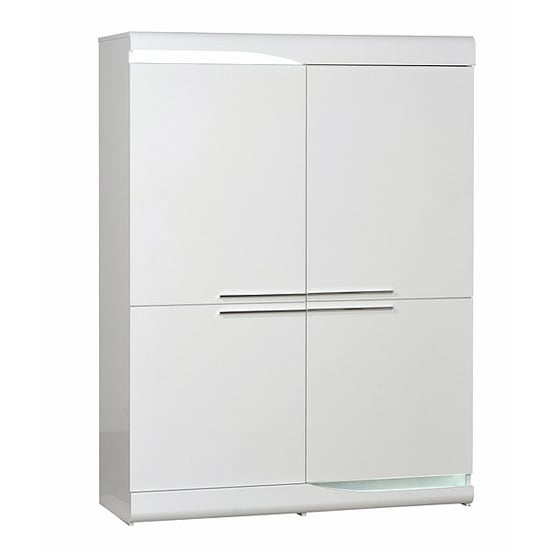 Merida Wooden Display Cabinet In White High Gloss With 4 Doors