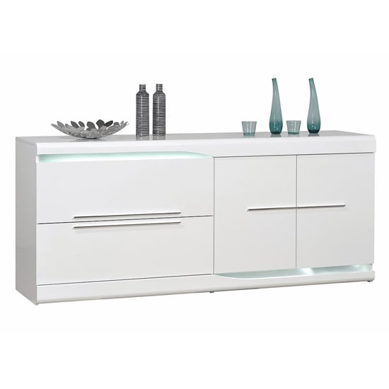 Photo of Merida wooden sideboard in white gloss with 2 doors 2 drawers