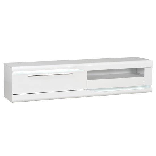 Merida Wooden TV Stand In White High Gloss With 2 Drawers_2