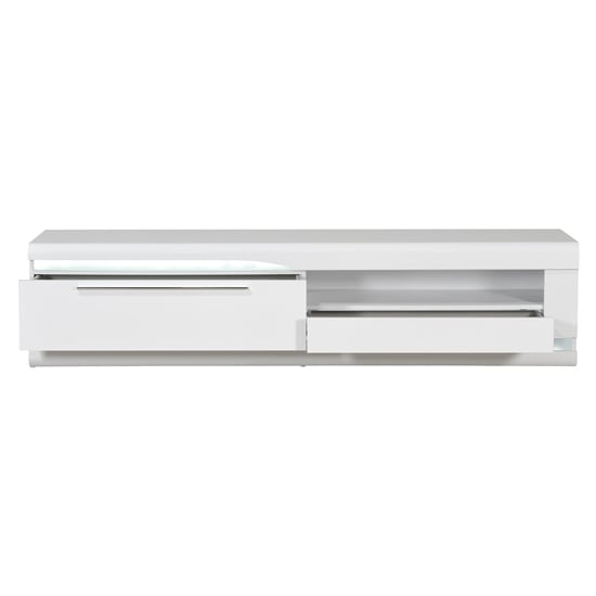 Merida Wooden TV Stand In White High Gloss With 2 Drawers_4