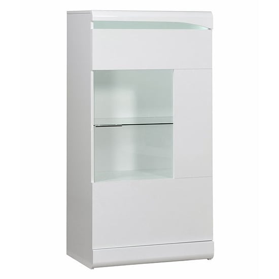 Merida Wooden Wide Display Cabinet In White High Gloss_2