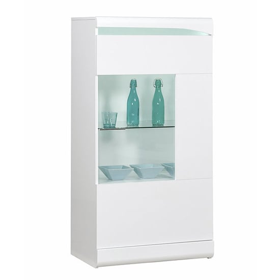 Photo of Merida wooden wide display cabinet in white high gloss