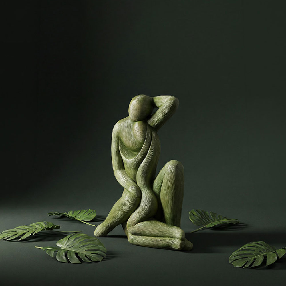 Meridian Synthetic Resin Woman Silent Movement Sculpture in Green