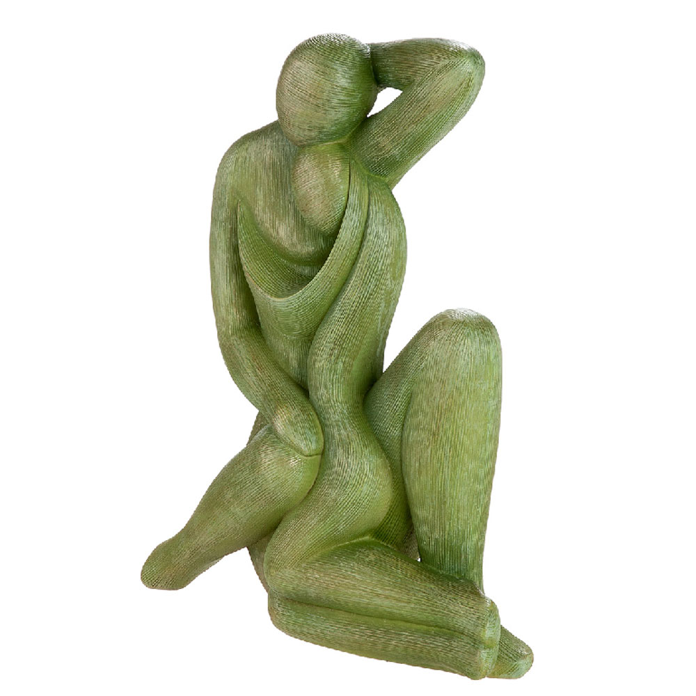 Meridian Synthetic Resin Woman Silent Movement Sculpture in Green