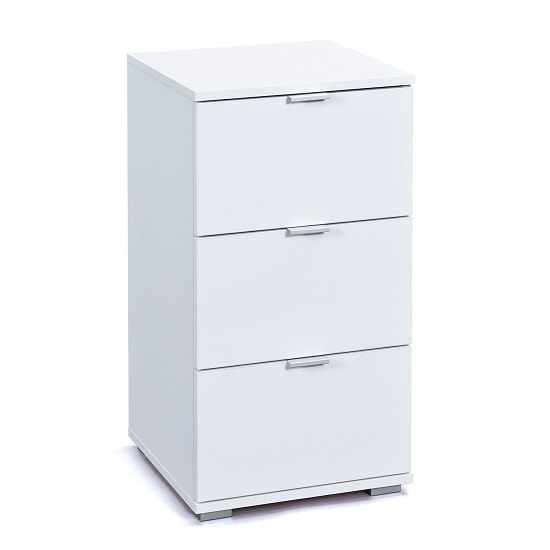 Meridian Bedside Cabinet In White High Gloss With 3 Drawers_3