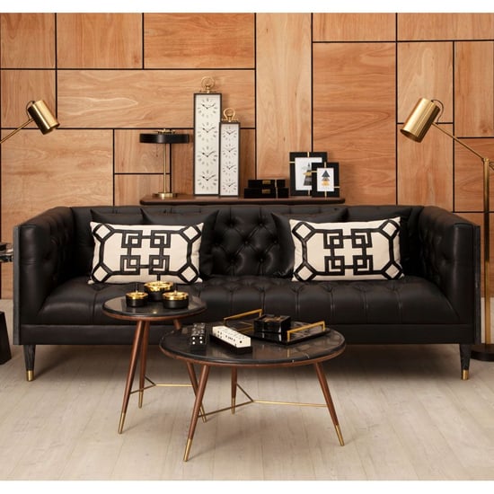 Read more about Meridiana chesterfield faux leather 3 seater sofa in black