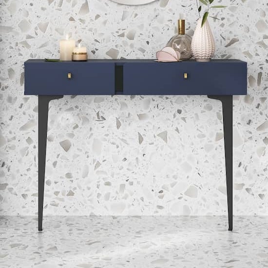 Read more about Merill wooden dressing table with 2 drawers in navy