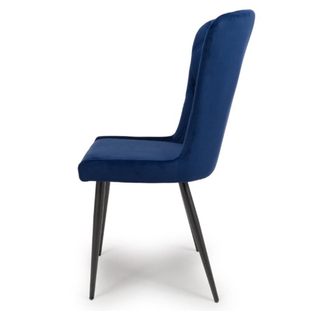 Merill Navy Fabric Dining Chairs With Metal Legs In Pair