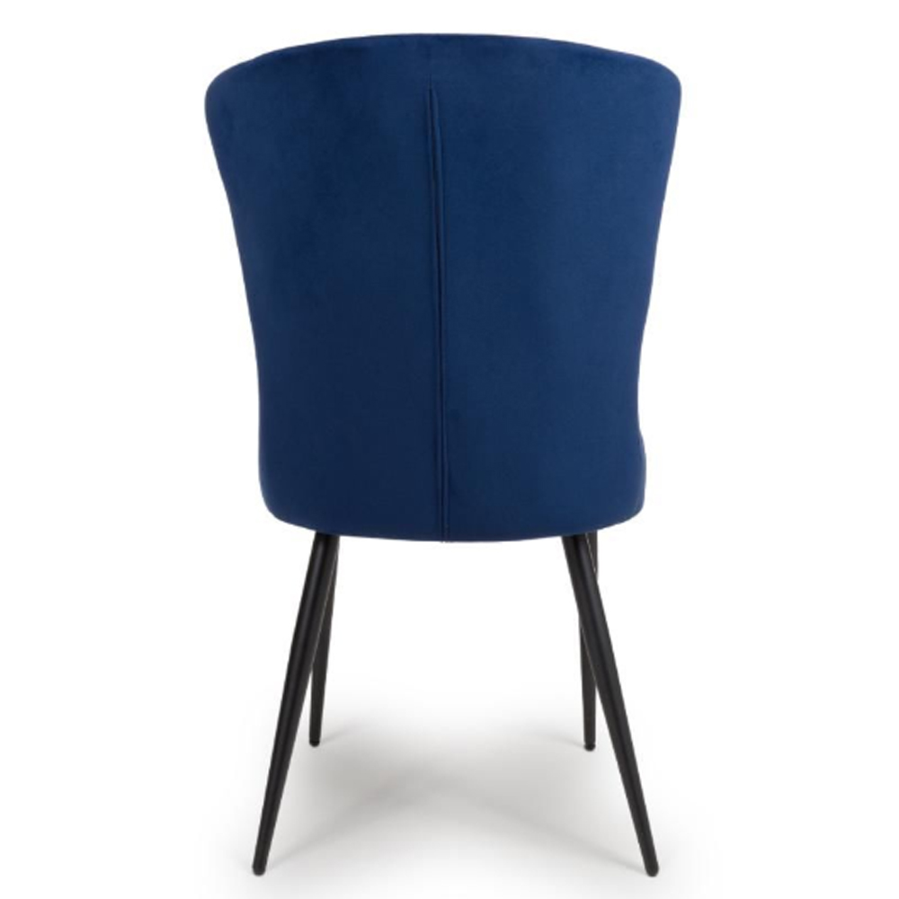 Merill Navy Fabric Dining Chairs With Metal Legs In Pair