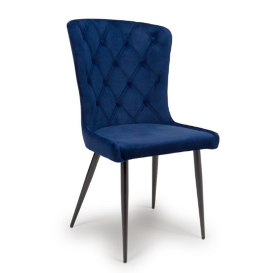 Merill Navy Velvet Dining Chairs With Metal Legs In Pair Furniture in Fashion