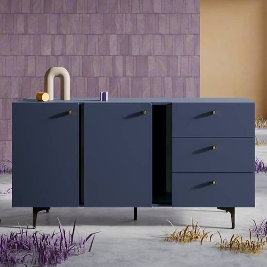 Read more about Merill wooden sideboard with 2 doors 3 drawers in navy