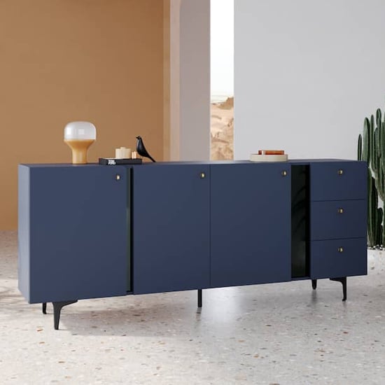 Product photograph of Merill Wooden Sideboard With 3 Doors 3 Drawers In Navy from Furniture in Fashion