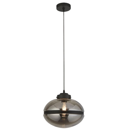 Photo of Meringue 1 pendant light in smoked with black band detail