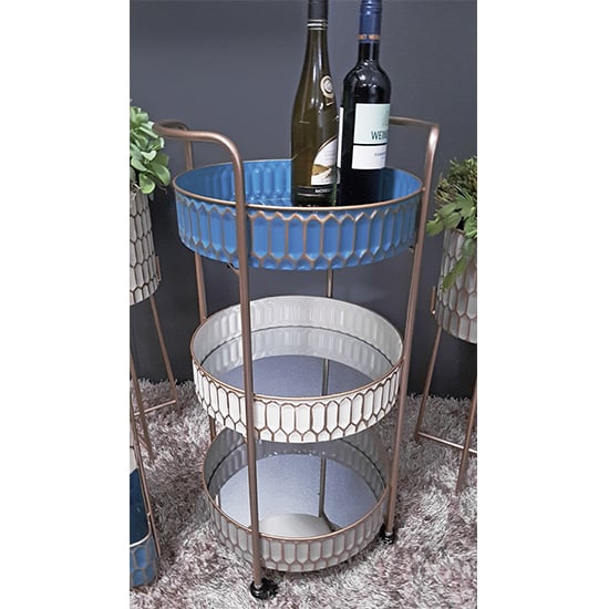 Product photograph of Merksem Metal Serving Trolley In Multicolour With Gold Frame from Furniture in Fashion