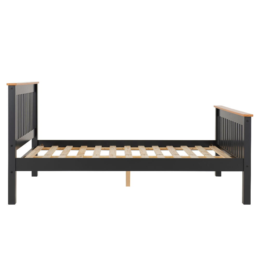 Merlin Wooden High Foot Double Bed In Dark Grey And Oak