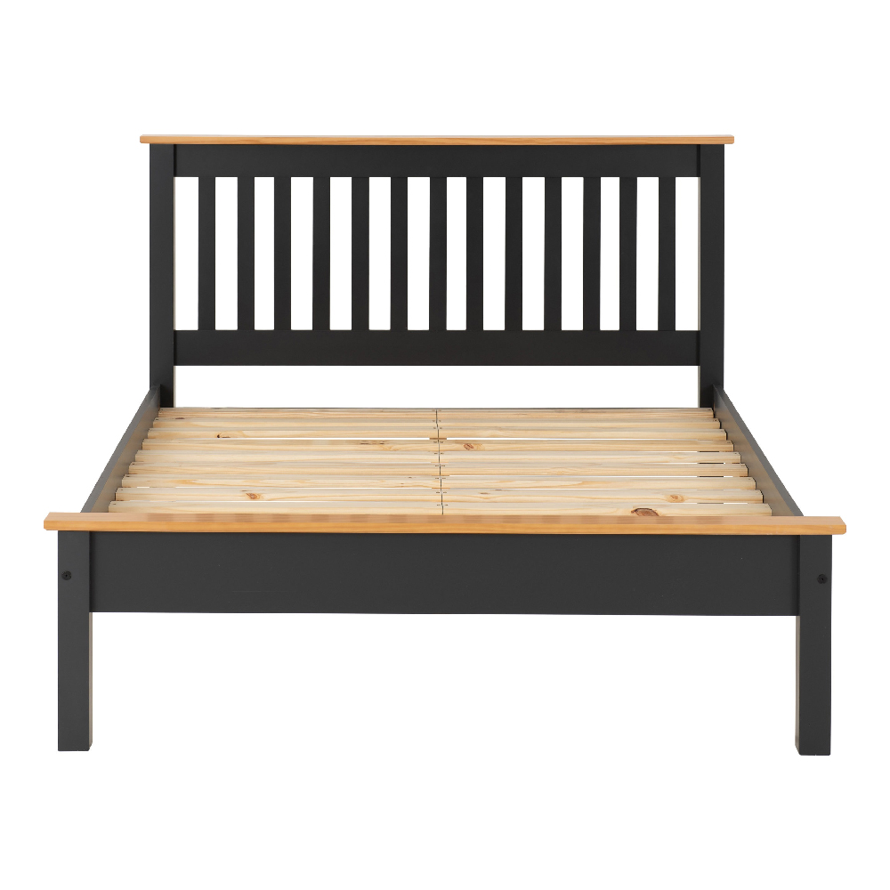 Merlin Wooden Low Foot Double Bed In Dark Grey And Oak