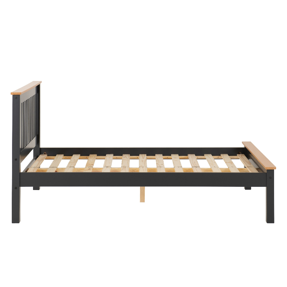 Merlin Wooden Low Foot Double Bed In Dark Grey And Oak