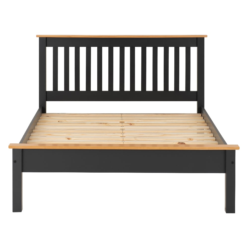 Merlin Wooden Low Foot King Size Bed In Dark Grey And Oak