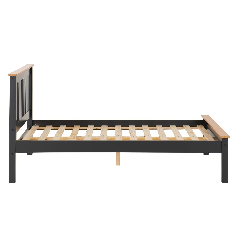 Merlin Wooden Low Foot King Size Bed In Dark Grey And Oak