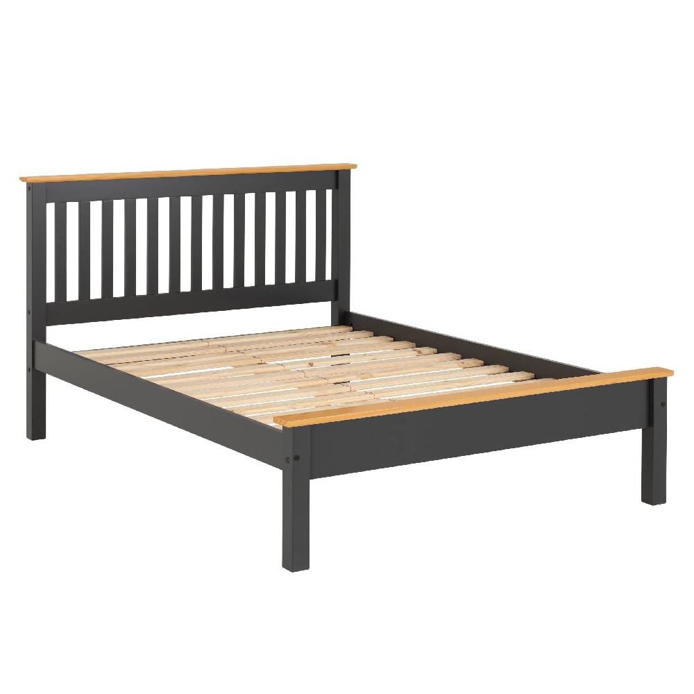 Merlin Wooden Low Foot King Size Bed In Dark Grey And Oak