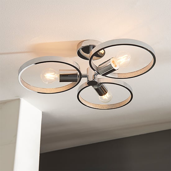 Photo of Merola 3 lights semi flush bathroom ceiling light in chrome