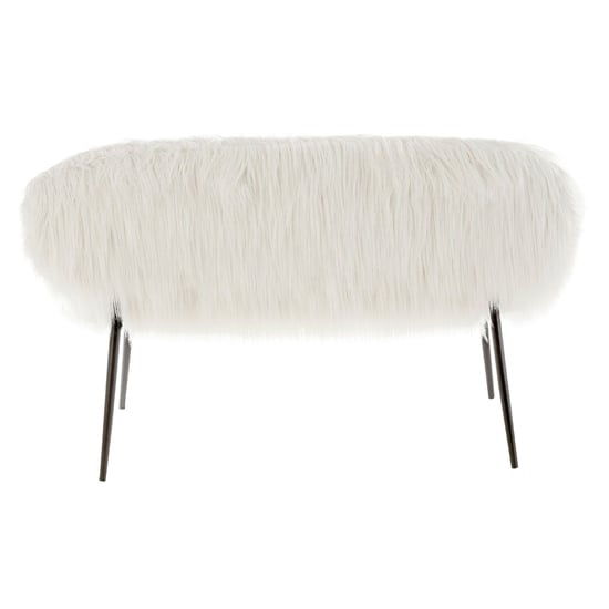 Merope Upholstered Faux Fur Sofa With Black Metal Legs In White_2
