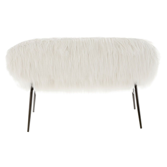 Merope Upholstered Faux Fur Sofa With Black Metal Legs In White