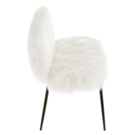 Merope Upholstered Faux Fur Sofa With Black Metal Legs In White_3