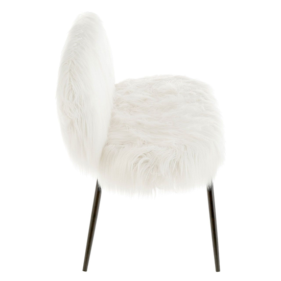 Merope Upholstered Faux Fur Sofa With Black Metal Legs In White