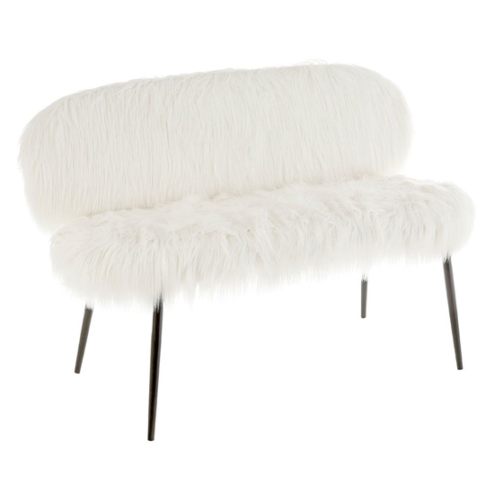 Read more about Merope upholstered faux fur sofa with black metal legs in white