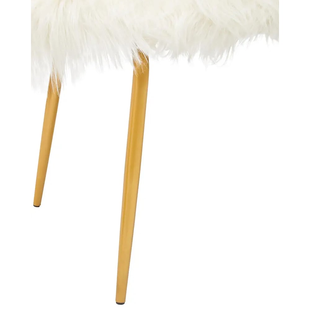Merope Upholstered Faux Fur Sofa With Gold Metal Legs In White