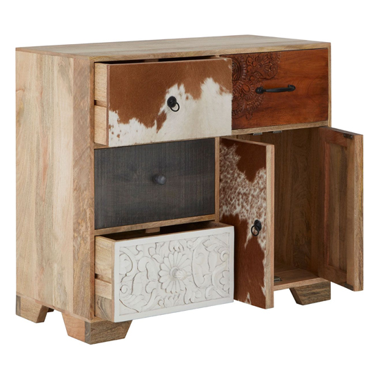 Merova Wooden Sideboard With 2 Doors 4 Drawers In Multicolour