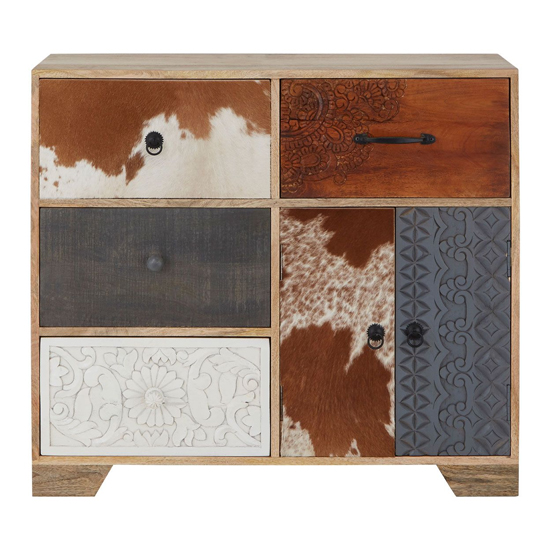 Merova Wooden Sideboard With 2 Doors 4 Drawers In Multicolour