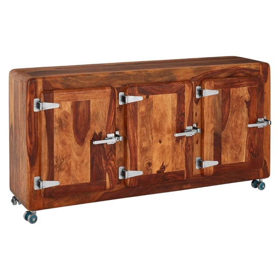 Product photograph of Merova Wooden Sideboard With 3 Doors In Brown from Furniture in Fashion