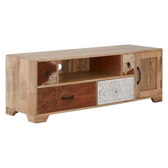 Read more about Merova wooden tv stand with 1 door 4 drawers in multicolour