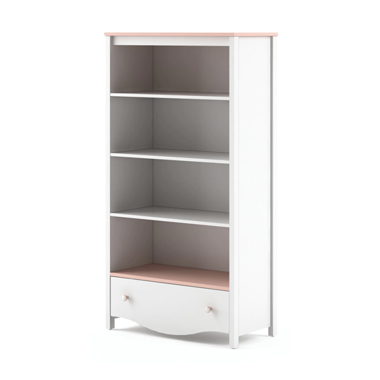 Merrill Kids Wooden Bookcase With 3 Shelves In Matt White