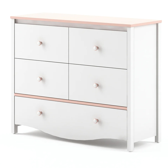 Product photograph of Merrill Kids Wooden Chest Of 5 Drawers In Matt White from Furniture in Fashion
