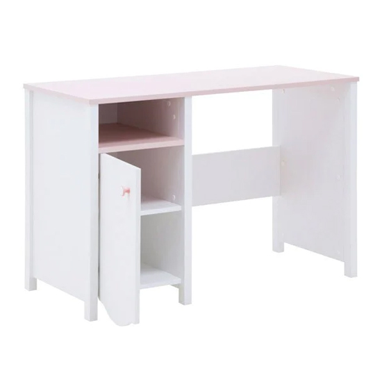Merrill Kids Wooden Computer Desk 1 Door 1 Shelf In Matt White
