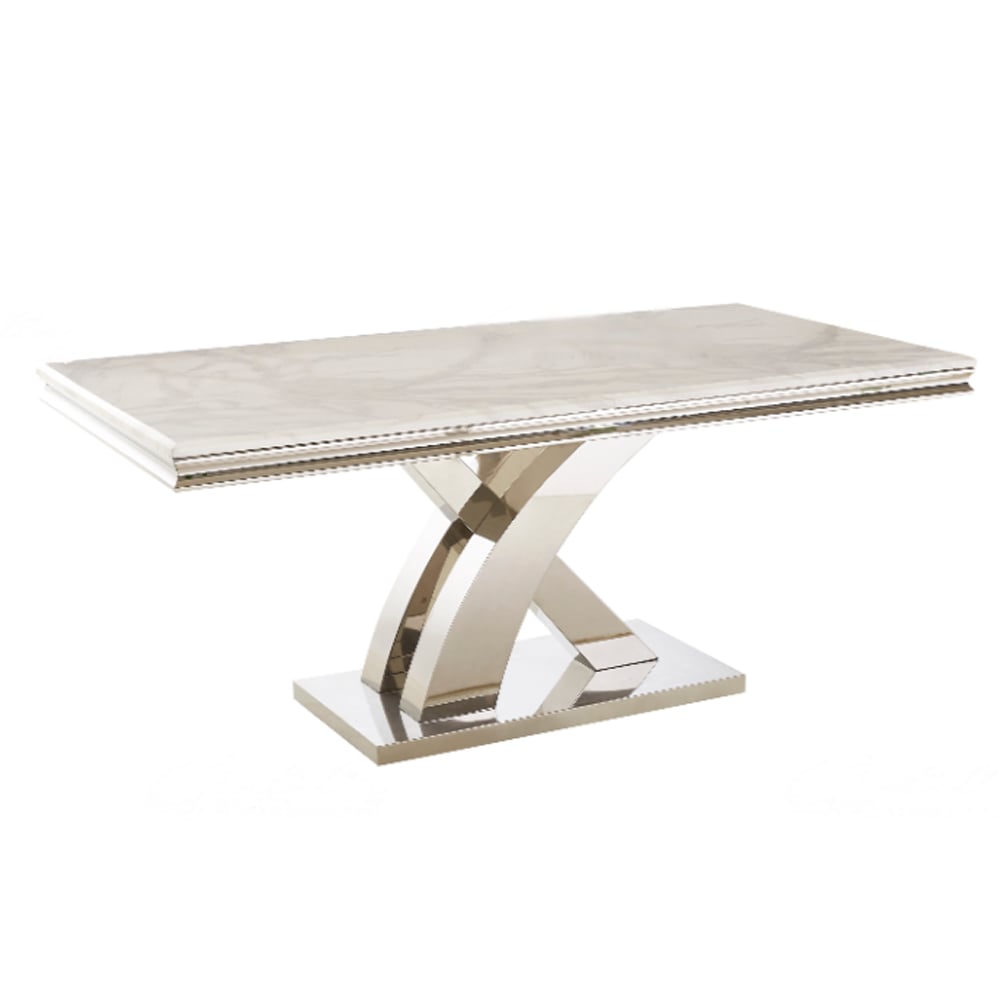 Merritt Marble Rectangular Dining Table In White