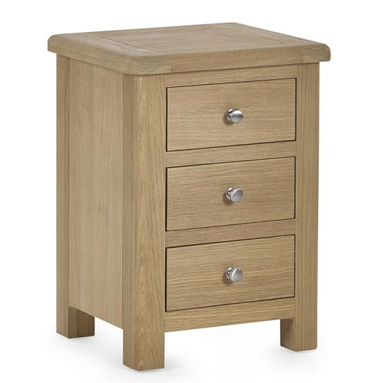 Merritt Wooden Bedside Cabinet With 3 Drawers In Limed Oak