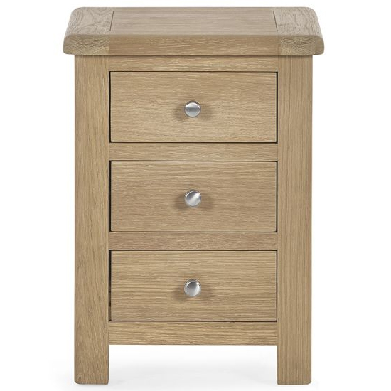Merritt Wooden Bedside Cabinet With 3 Drawers In Limed Oak