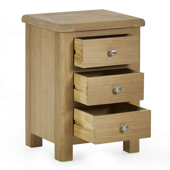 Merritt Wooden Bedside Cabinet With 3 Drawers In Limed Oak