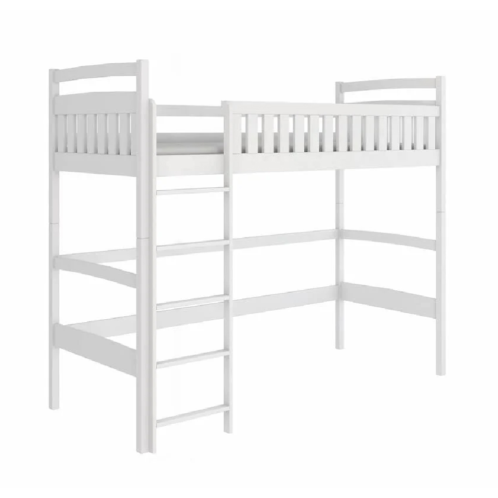 Merritt Wooden Bunk Bed With Foam Mattress And Ladders In White